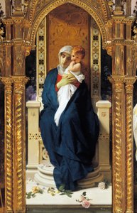 Triptychon der Madonna der Rosen, (Detail), Kapelle des Heiligen Augustinus, Schloss von Corigliano Calabro, Kalabrien, Italien von Domenico Morelli