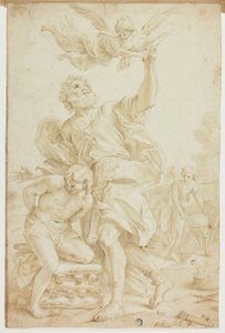Opferung Isaaks (recto); Figurenskizzen (verso) von Domenico Piola