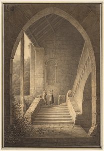 Äußerer Treppenaufgang einer gotischen Ruine, 1830 von Domenico Quaglio