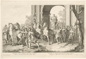 Militärischer Zug mit Alexander dem Großen auf Triumphwagen