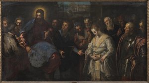 Christus und die Ehebrecherin von Domenico Tintoretto