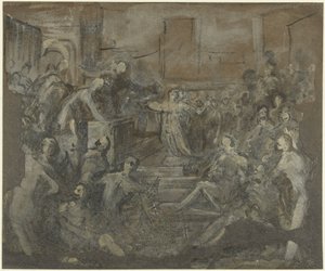 Heilige Katharina in Diskussion mit den Schriftgelehrten von Domenico Tintoretto
