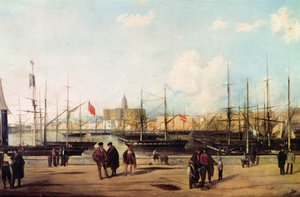 Blick auf den Hafen von Malaga, Spanien von Domingo Gallego y Alvarez