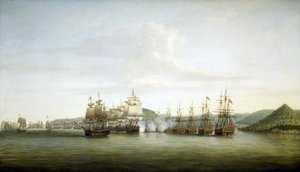 Amerikanische Revolution (oder Amerikanischer Unabhängigkeitskrieg) 1775-1783: Major Samuel Barringtons Manöver auf der Insel Saint Lucia, französischer Besitz in den Westindischen Inseln, am 15. Dezember von Dominic Serres