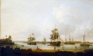 Kriegsschiffe vor der Kanonenwerft in Portsmouth (England) von Dominic Serres