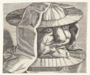 Ein grotesker Kopf mit Helm im Stil von Arcimboldo von Dominicus Custos