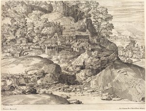 Landschaft mit einer Mühle, ca. 1650 von Dominique Barriere