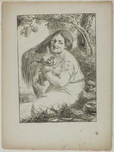 Amor und eine junge Frau