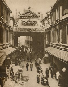Gracechurch Street Eingang zum Leadenhall Market - City Clearing House für Geflügel, um 1935