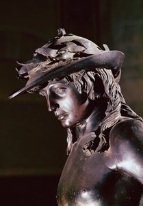 David, Detail des Kopfes, ca. 1440 von Donatello