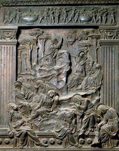 Das Gebet am Ölberg. Flachrelief des Stuhls auf der linken Seite, ca. 1460