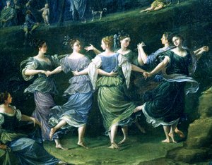Tänzerinnen, Detail aus Tanz der Nymphen, 1724-25 von Donato Creti