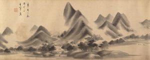 Landschaft im Stil von Mi Fu, datiert 1611 und 1612