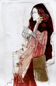 Elegante Dame in Rot