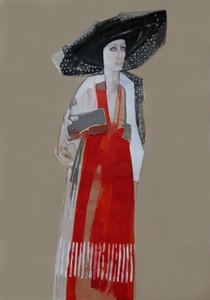 Elegante Frau rotes Kleid von Doris Schmitz