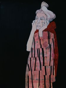 Nachdenkliche Frau in Rot von Doris Schmitz