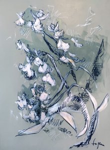 Abstrakte weiße Blumen von Dorothy Fagan