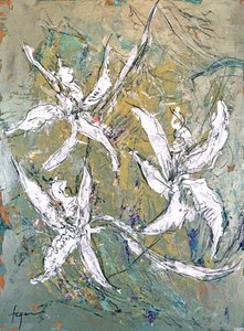 Tanzende weiße Blumen von Dorothy Fagan