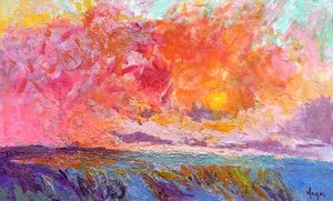 Lebendiger Sonnenuntergang am Meer