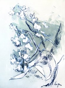 Weiße Orchideenzeichnung von Dorothy Fagan