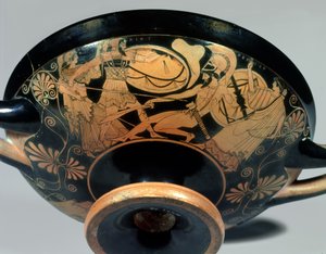 Ajax, von Athena angetrieben, greift Hector an, dem Artemis zu Hilfe eilt, (Detail)