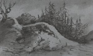 Komposition aus Felsen und Kiefern von Dr. Thomas Monro