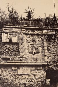 Uxmal, Indianisches Basrelief, Nonnenpalast, Tafel 44 aus dem Album "Cités et Ruines Américaines, Gide Paris" (1863)