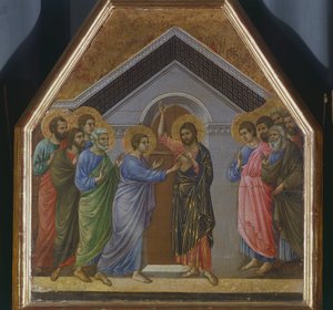 Altarbild: Der Unglaube des Heiligen Thomas (Detail) von Duccio di Buoninsegna