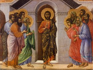 Christus erscheint den Aposteln hinter verschlossenen Türen (Detail) von Duccio di Buoninsegna