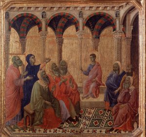 Leben Jesu: der Streit mit den Doktoren (Detail der Maestà) von Duccio di Buoninsegna