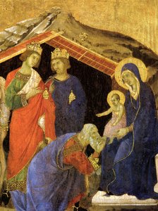 Die Anbetung der Heiligen Drei Könige (Detail der Maestà-Altarbildes), ca. 1308-1311 von Duccio di Buoninsegna