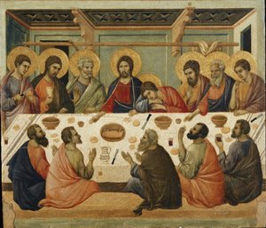 Das Abendmahl. Rückseite des Maesta-Altarbildes von Duccio di Buoninsegna