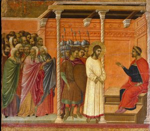 Die zweite Vernehmung Christi durch Pontius Pilatus - Rückseite des Maestà-Altarbildes von Duccio di Buoninsegna