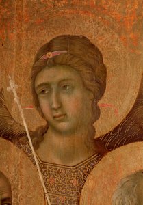 Jungfrau und Kind auf dem Thron (Detail) von Duccio di Buoninsegna