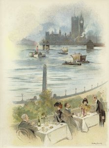 Mittagessen auf der Terrasse mit Blick auf die Themse von Dudley Hardy