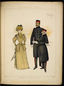 Eine der Gaiety-Girls und zwei Offiziere der Life Guards