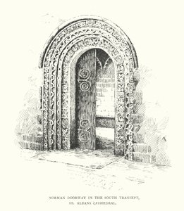 Normannisches Portal im südlichen Querschiff, St Albans Kathedrale von Duncan Moul