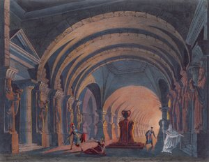 4. Akt von Semiramis von Rossini, veröffentlicht in einem Buch über Bühnenbild in Amsterdam im Jahr 1845
