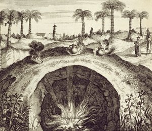 Ein riesiger unterirdischer Dampfofen, aus China Illustrata von Athanasius Kircher (1601-80), 1667 von Dutch School