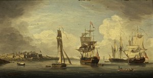 Ein Seehafen von Dutch School