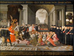 Allegorie auf die Schreckensherrschaft des Herzogs von Alba während des niederländischen Unabhängigkeitskrieges von Dutch School