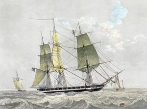 Amerikanische Marinekorvette unter Segeln, frühes 19. Jahrhundert von Dutch School