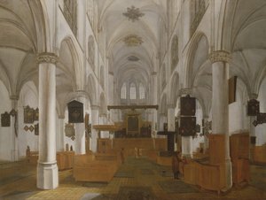 Innenansicht der Kirche St. Gertrud in Bergen Op Zoom, um 1650 von Dutch School