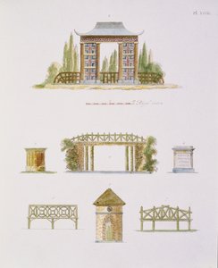 Gartendekorationen, aus Magazin der Gartenschätze, von G. van Laar, veröffentlicht 1802