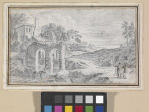 Italienische Landschaft mit Ruinen