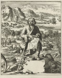 Louis Hennepin landet in Nordamerika, veröffentlicht 1688 (Gravur)