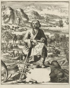 Louis Hennepin landet in Nordamerika, veröffentlicht 1688, Gravur