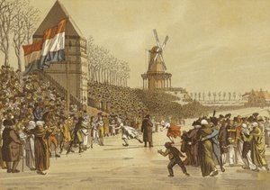 Frauen-Eislaufrennen, Leeuwarden, Niederlande, 1805 von Dutch School