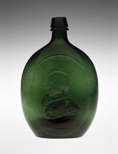 Figurierte Flasche, ca. 1847 (bleifreies Glas) von Dyottville Glass Works