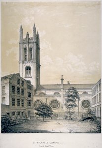 Südostansicht der Kirche St. Michael, Cornhill, City of London, 1840 von EJ Dickinson